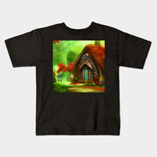 Fantasy Green House In a Greenery Scene, Fantasy Cottagecore artwork Kids T-Shirt